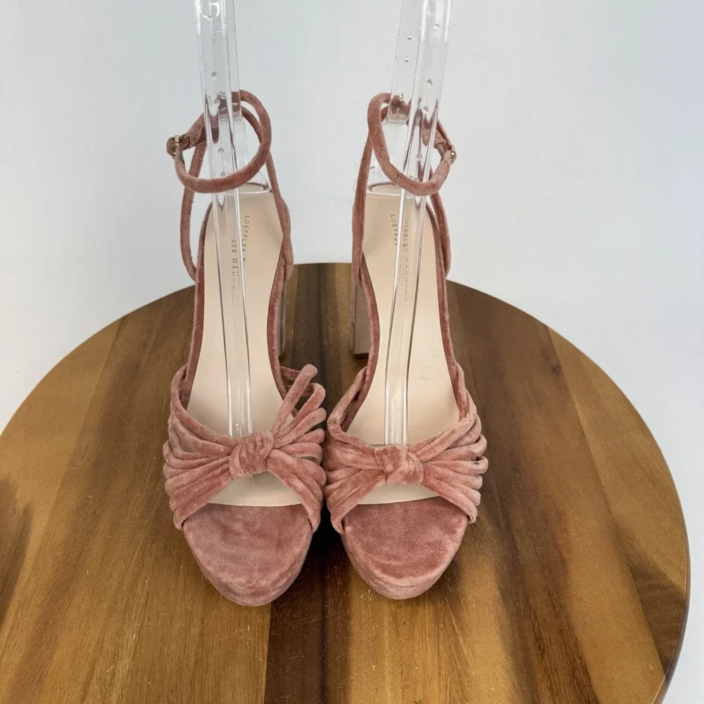 Womens Loeffler Randal Rivka Knotted Pink Platfrom Strappy Heeled Sandals Sz‎ 11